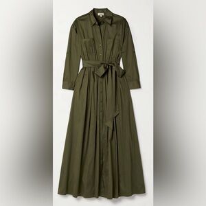 LAGENCE Poplin Belted Maxi Dress